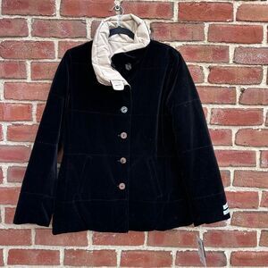 Jane Post $495 Reversible Quilted Velvet PrimaLoft Jacket Black Stone Small NEW